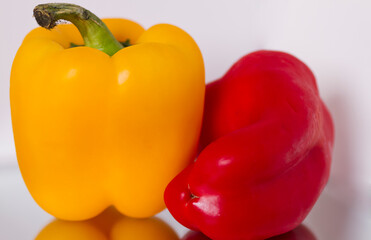Red and yellow peppers.