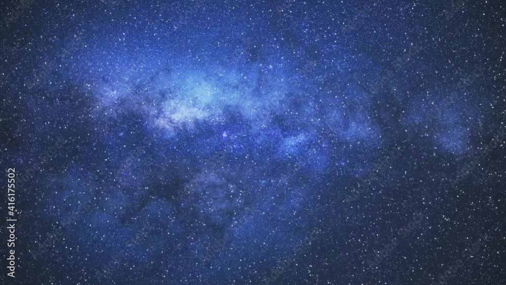Wall mural travel through the starry space inside the blue andromeda galaxy. view of the cosmos and the milky w