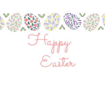 Happy Easter. illustrations of watercolor cute bunny, chick, flowers, plants and greeting frame. Pictures for poster, invitation, postcard or background
