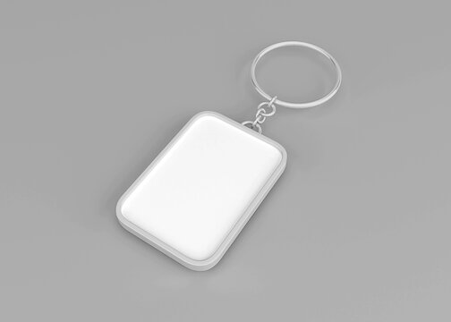 Metallic Key Chain Mockup For Key Accessory Isolated On Soft Color Background
