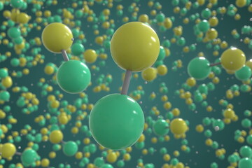 Selenium sulfide molecule. Ball-and-stick molecular model. Chemistry related 3d rendering - obrazy, fototapety, plakaty