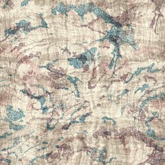 Seamless blue pink cream and navy surface pattern. High quality illustration. Overlaid and multiplied distressed and grungy worn abstract design for print. Detailed artistic repeat tile swatch.