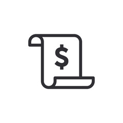 Worksheet icon. File icon. File sharing. Document. Paper icon. Prepare document. Receipt icon. Paper receipt. Invoice sign. Cashier. Report sign. Checkout receipt. Payment symbol. Dollar sign. Finance