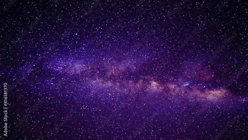 Wall mural travel through the starry space inside the purple or violet andromeda galaxy. view of the cosmos and