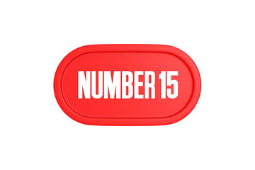 15 Number sign in red color isolated on white background, 3d render.