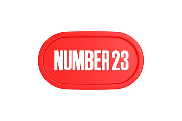 23 Number sign in red color isolated on white background, 3d render.