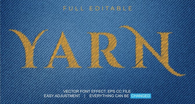 Yarn style, editable text effect in Adobe Illustrator, easy to customize to your needs with just one click, fonts not included	
