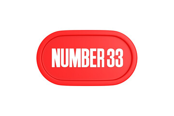 33 Number sign in red color isolated on white background, 3d render.