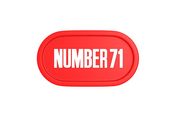 71 Number sign in red color isolated on white background, 3d render.