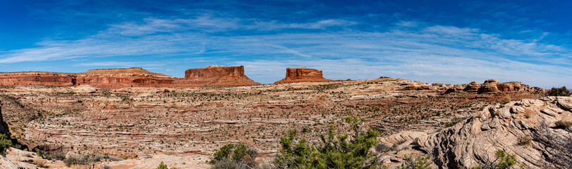Red rock bluffs around Moab Utah on a October day