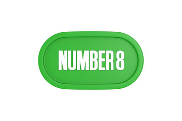 8 Number sign in green color isolated on white background, 3d render.