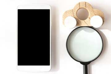 自動車をスマートフォンで検索するイメージ