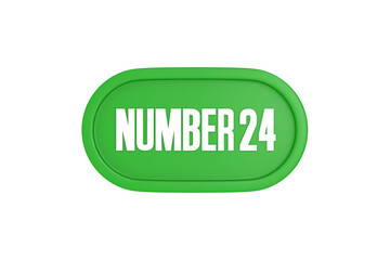 24 Number sign in green color isolated on white background, 3d render.