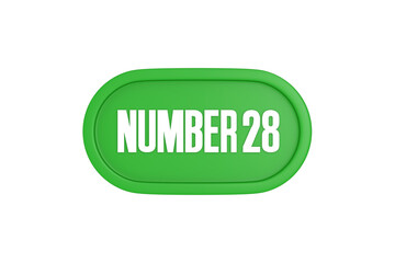 28 Number sign in green color isolated on white background, 3d render.