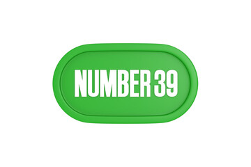 39 Number sign in green color isolated on white background, 3d render.