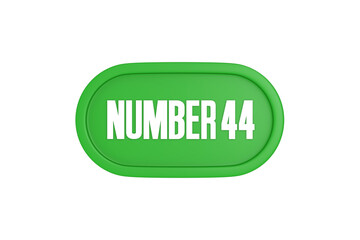 44 Number sign in green color isolated on white background, 3d render.
