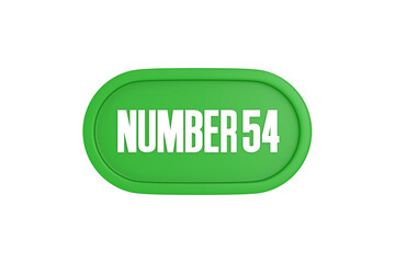 54 Number sign in green color isolated on white background, 3d render.