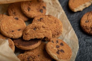 Some of delicious cookies on a parchment paper
