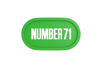 71 Number sign in green color isolated on white background, 3d render.