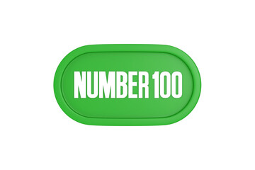 100 Number sign in green color isolated on white background, 3d render.