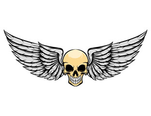 Obraz premium The logo inspiration of the dead human skull with the wings