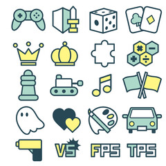 ゲームジャンルアイコンセット　カラフル