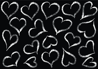 vector heart shape line design set background