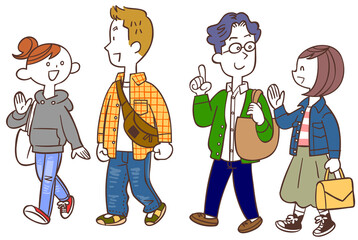 会話しながら歩く若者たち
