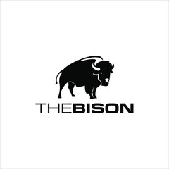 Bison Silhouette Logo Standing Wild Buffalo Animal Vector Graphic Design Element Ideas © lexlinx