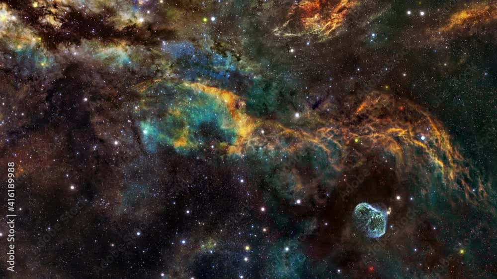 Wall mural the crescent nebula space flight exploration on deep space. 4k 3d flight into the crescent nebula ng