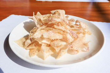 Close up shot of delicious crisp deep fried taro