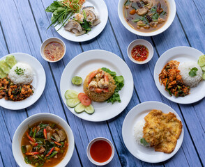 Thai Food Mixes of Soups and Rice Dishes
