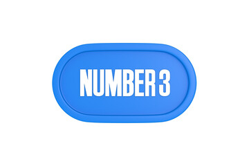 3 Number sign in light blue color isolated on white background, 3d render.