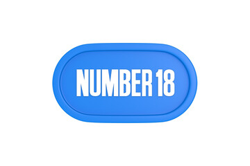 18 Number sign in light blue color isolated on white background, 3d render.