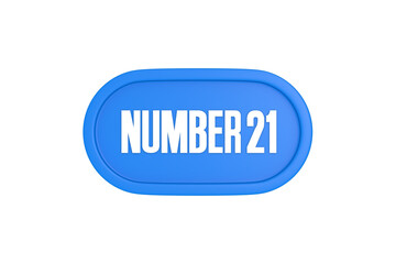 21 Number sign in light blue color isolated on white background, 3d render.