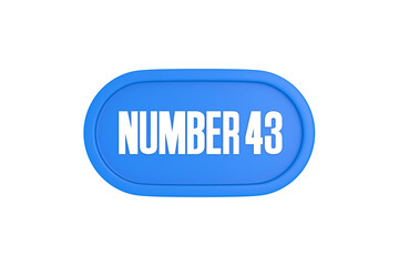 43 Number sign in light blue color isolated on white background, 3d render.