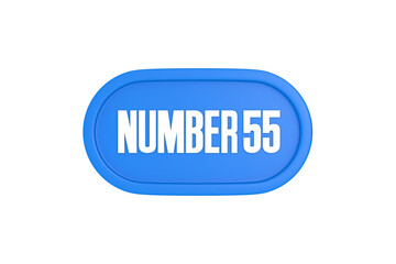 55 Number sign in light blue color isolated on white background, 3d render.