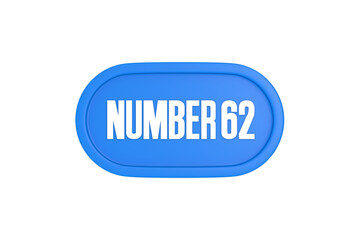 62 Number sign in light blue color isolated on white background, 3d render.