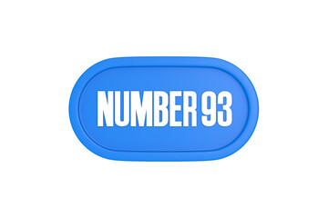 93 Number sign in light blue color isolated on white background, 3d render.