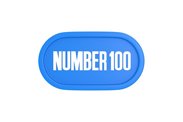 100 Number sign in light blue color isolated on white background, 3d render.