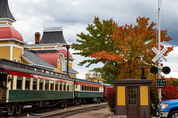 North Conway train station in autumn
