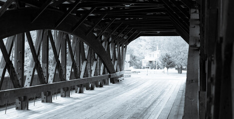 Looking through a covered bridge