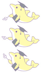 何かを指すイルカ3種（黄色）