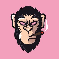 Gorilla cartoon mascot logo illustration