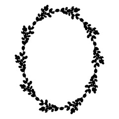 Willow Easter wreath.Oval wreath of willow branches. Vector illustration isolated on a white background. Design for Easter, wedding, spring decor