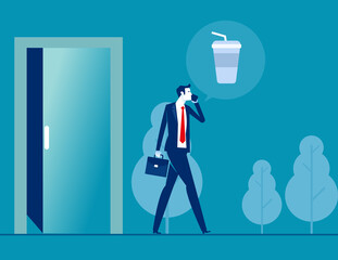 Obraz premium Coffee break. Business person call to invite coffee