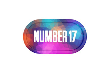 17 Number sign in multicolor isolated on white background, 3d render.