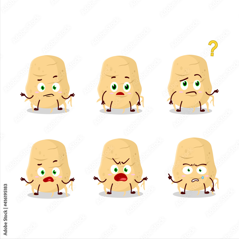 Sticker Cartoon character of turmeric with what expression