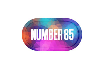 85 Number sign in multicolor isolated on white background, 3d render.