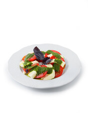 caprese salad on white background